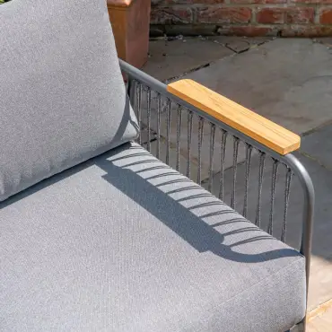 Isla Rope Aluminium Teak Wood 2 Seater Sofa Lounging Set