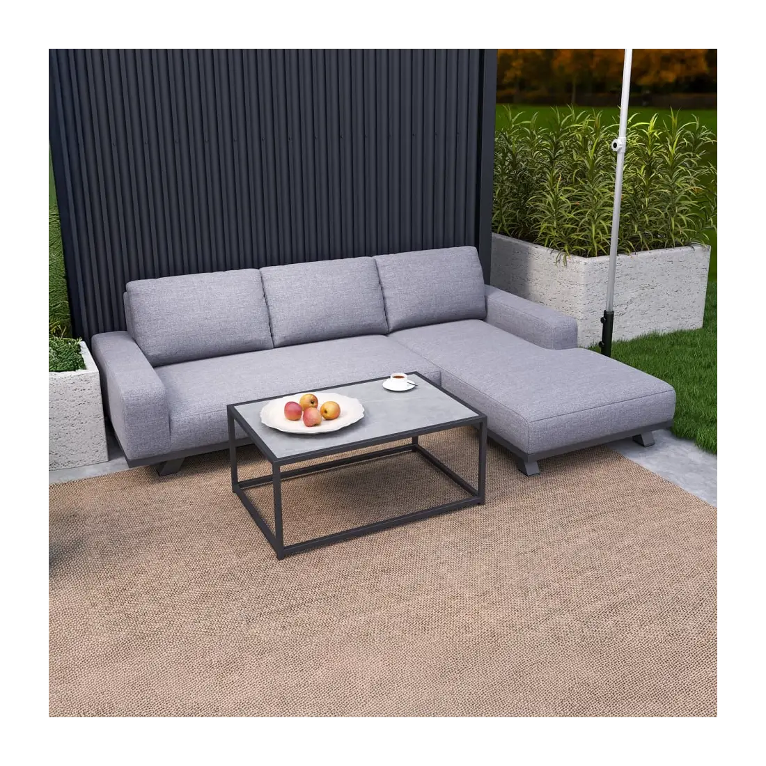 Tranquility Fabric Aluminium 3 Seater Chaise Sofa set