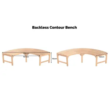 Teak Backless Contour Bench