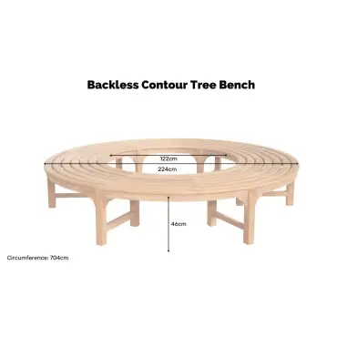 Teak Backless Contour Bench