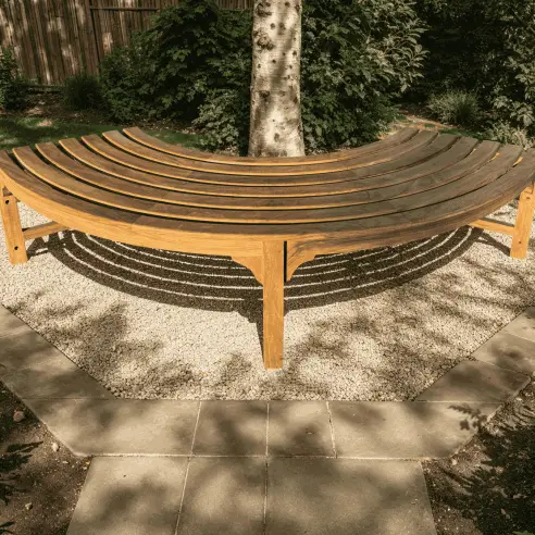 Teak Backless Contour Bench