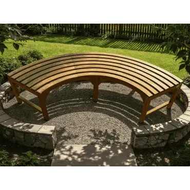 Teak Backless Contour Bench