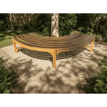 Teak Backless Contour Bench
