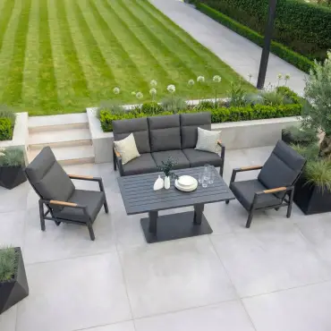 Juno 3 Seater Aluminium Wood Effect Lounge Dining