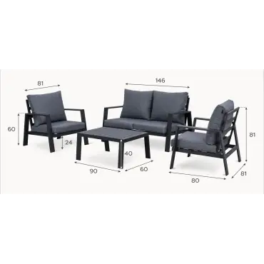 Franklin Aluminium 2 Seater Sofa Lounging Set