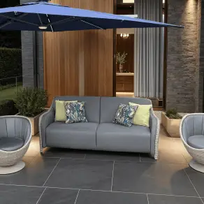 Meteor 3 Seater Sofa & 2 Swivel Chairs Garden Lounge Set