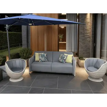 Meteor 3 Seater Sofa & 2 Swivel Chairs Garden Lounge Set