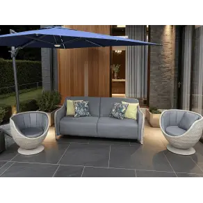 Meteor 3 Seater Sofa & 2 Swivel Chairs Garden Lounge Set