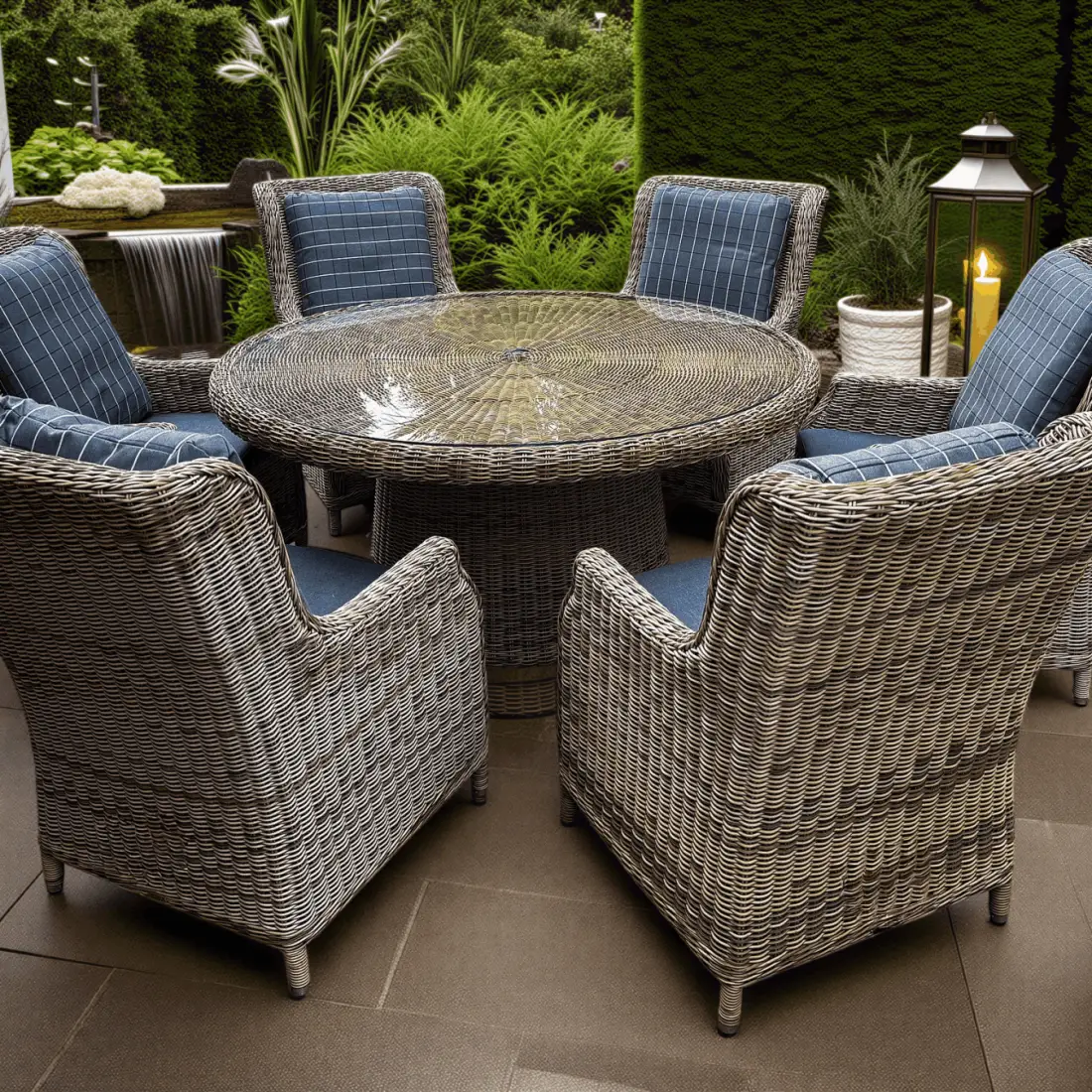 Valencia 6 Dining Armchair Round Set