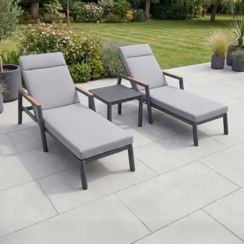 Isaac Aluminium Sun Lounger Set of 2 & Side Table