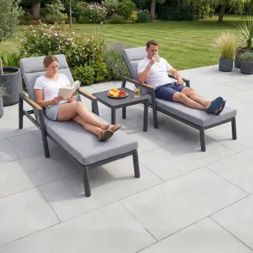 Isaac Aluminium Sun Lounger Set of 2 & Side Table