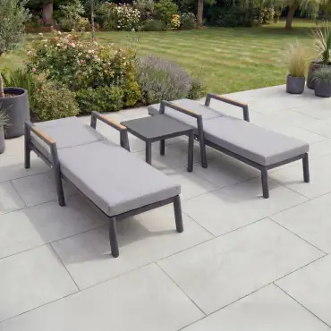Isaac Aluminium Sun Lounger Set of 2 & Side Table