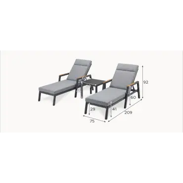Isaac Aluminium Sun Lounger Set of 2 & Side Table