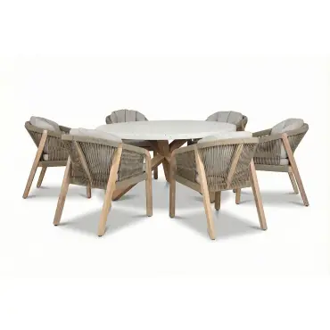 Antigua Rope Weave 6 Seat Round Dining Set