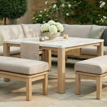 Antigua Rope Weave Square Corner Dining Sofa Set with Footstools
