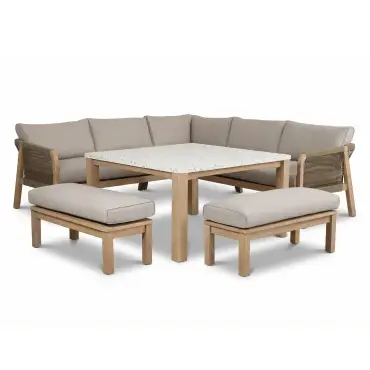 Antigua Rope Weave Square Corner Dining Sofa Set with Footstools