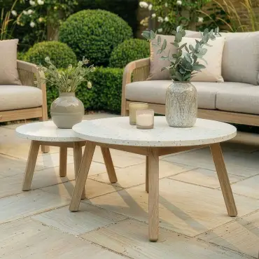 Antigua Rope Weave 3 Seat Sofa Set - 2 Lounge Armchairs & Round Coffee Tables