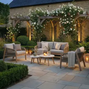 Antigua Rope Weave 2 Seat Sofa Set - 2 Lounge Armchairs & Round Coffee Tables