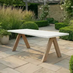 Antigua 8 Seat Rectangular Garden Dining Table - Terrazzo