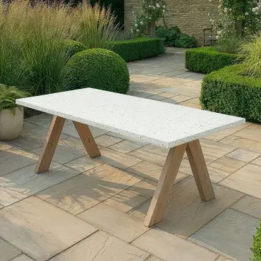Antigua 8 Seat Rectangular Garden Dining Table - Terrazzo