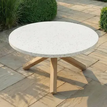 Antigua 6 Seat Round Garden Dining Table - Terrazzo