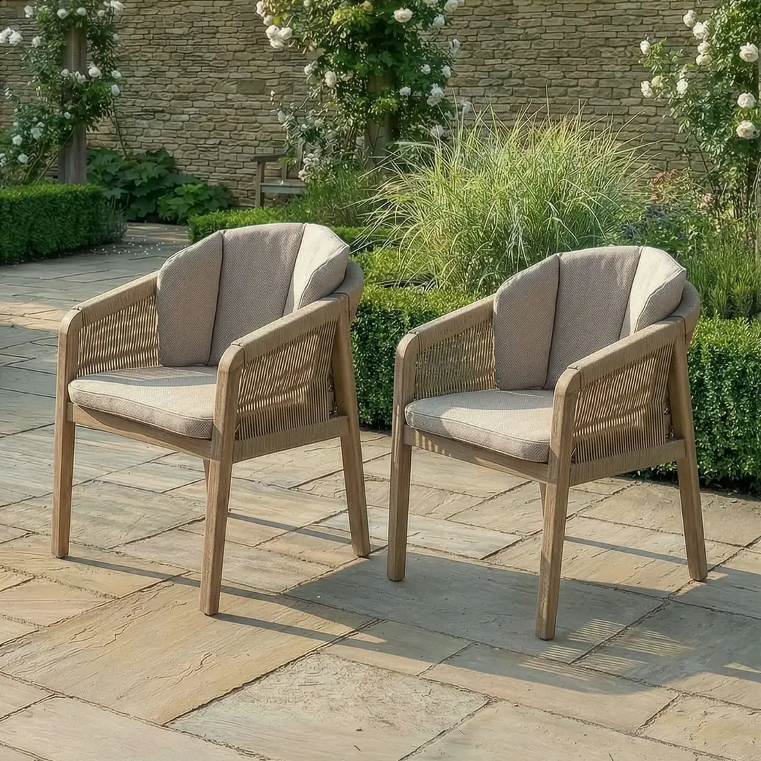 Martinique Rope Weave Pair of Dining Chairs