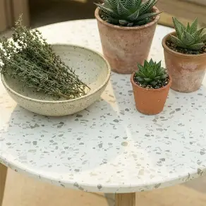 Antigua Large Round Garden Side Table - Terrazzo