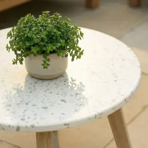 Antigua Small Round Garden Side Table - Terrazzo