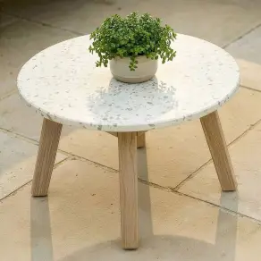 Antigua Small Round Garden Side Table - Terrazzo