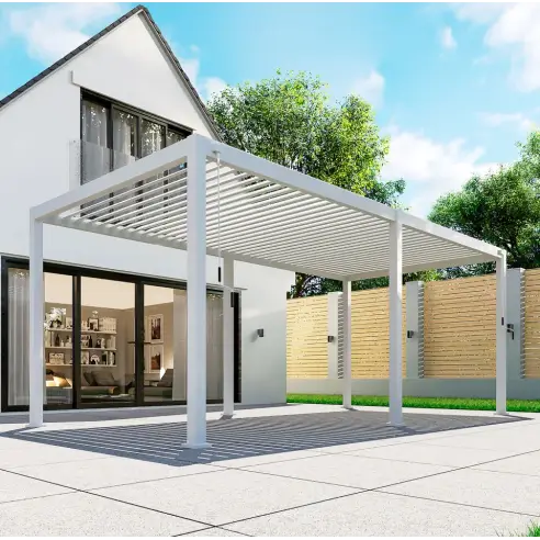 Legacy Aluminium Metal Pergola in Chalk White - 6.0m x 3.0m Free Standing