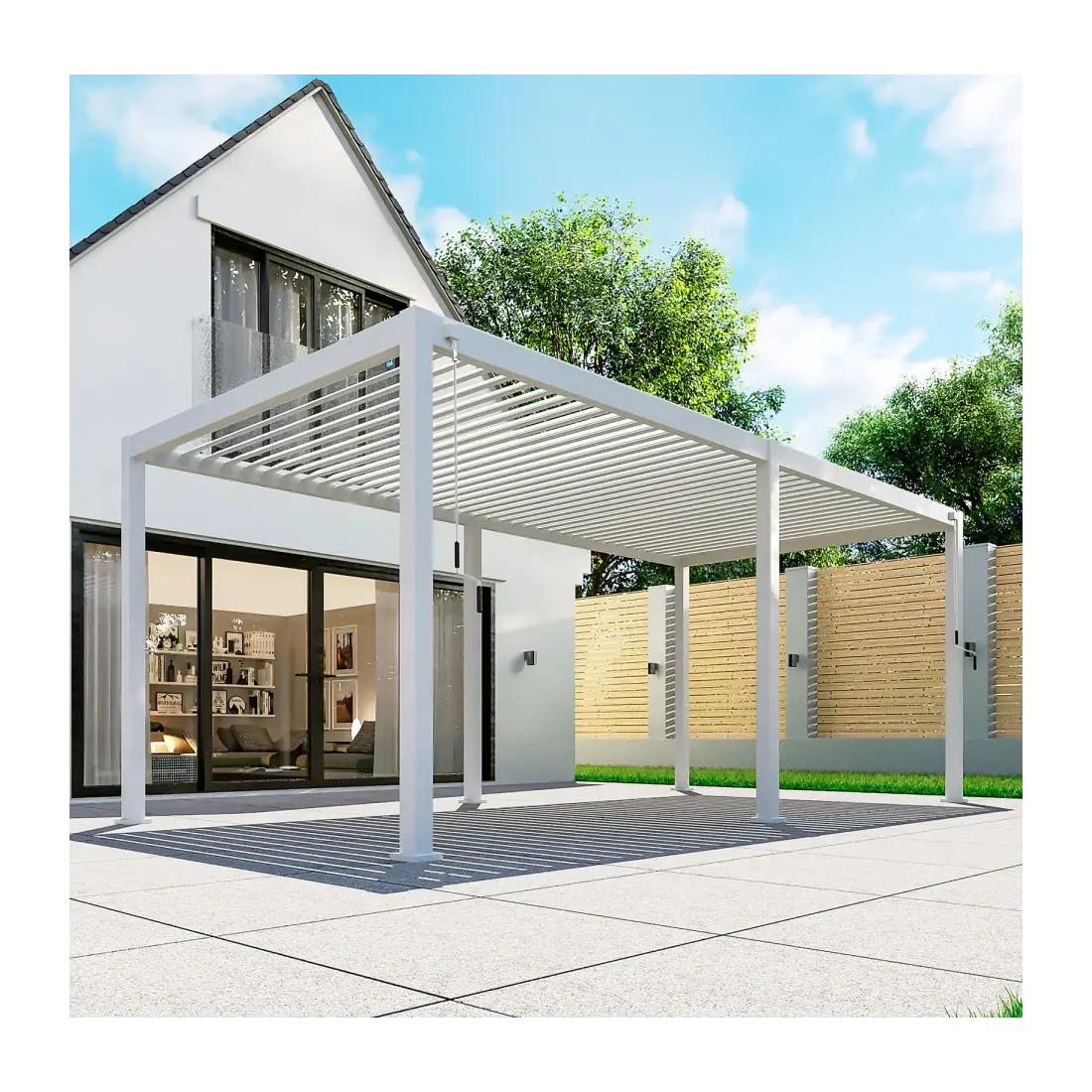 Legacy Aluminium Metal Pergola in Chalk White - 6.0m x 3.0m Free Standing