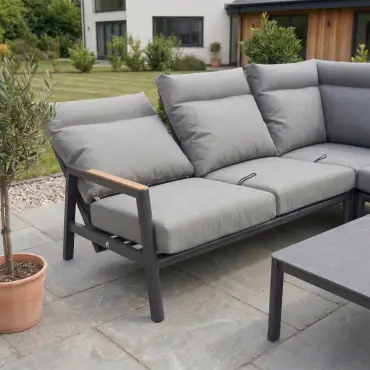 Isaac Aluminium Wood Large Corner Sofa Lounging Set