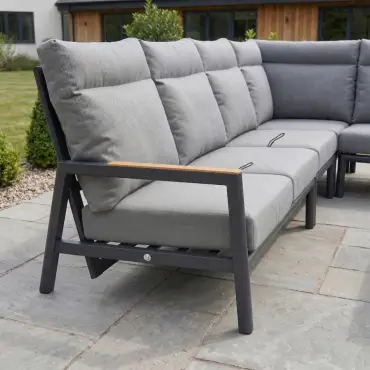 Isaac Aluminium Wood Large Corner Sofa Lounging Set