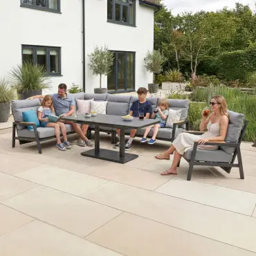 Isaac Corner Aluminium Reclining Dining Set Armchair - Adjustable Rising Extending Table