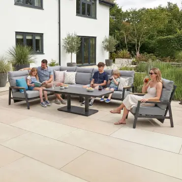 Isaac Corner Aluminium Reclining Dining Set Armchair - Adjustable Rising Extending Table