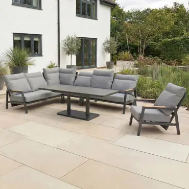 Isaac Corner Aluminium Reclining Dining Set Armchair - Adjustable Rising Extending Table