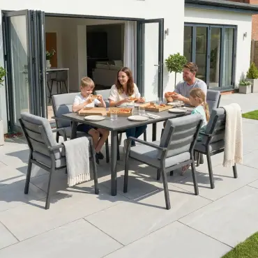 Isaac 6 Seat Aluminium Wood Dining