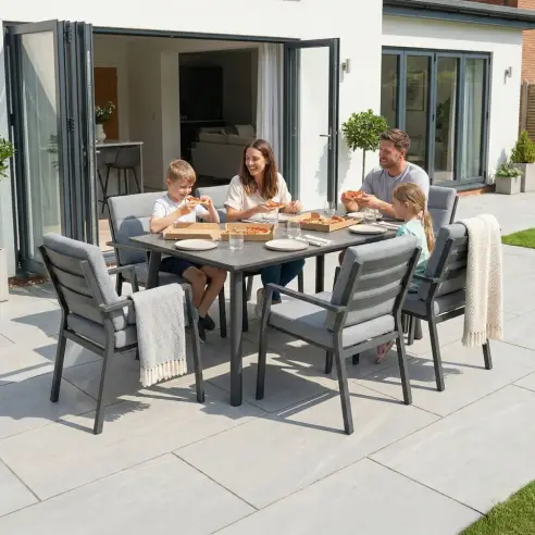 Isaac 6 Seat Aluminium Wood Dining Isaac 6 Seat Aluminium Wood Dining