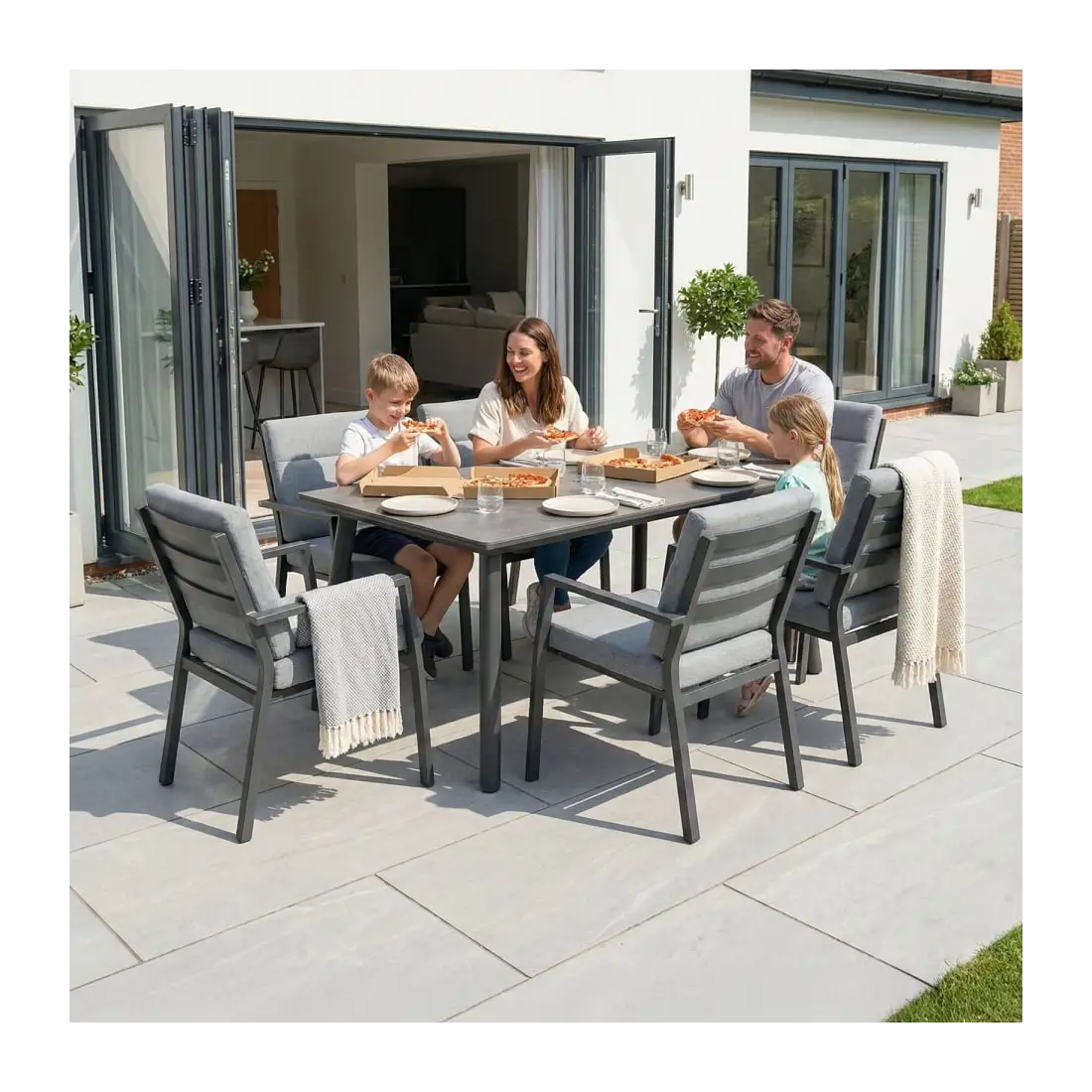 Isaac 6 Seat Aluminium Wood Dining Isaac 6 Seat Aluminium Wood Dining