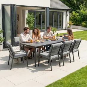 Isaac 8 Seat Aluminium Wood Dining Set Estepona Spain