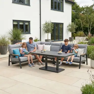 Isaac Corner Aluminium Reclining Dining Set - Adjustable Rising Extending Table