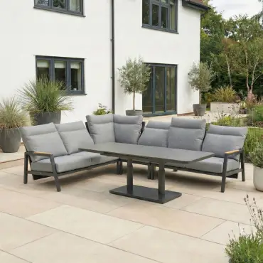 Isaac Corner Aluminium Reclining Dining Set - Adjustable Rising Extending Table