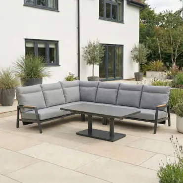 Isaac Corner Aluminium Reclining Dining Set - Adjustable Rising Extending Table