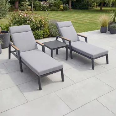 Isaac Aluminium Sun Lounger Set of 2 & Side Table