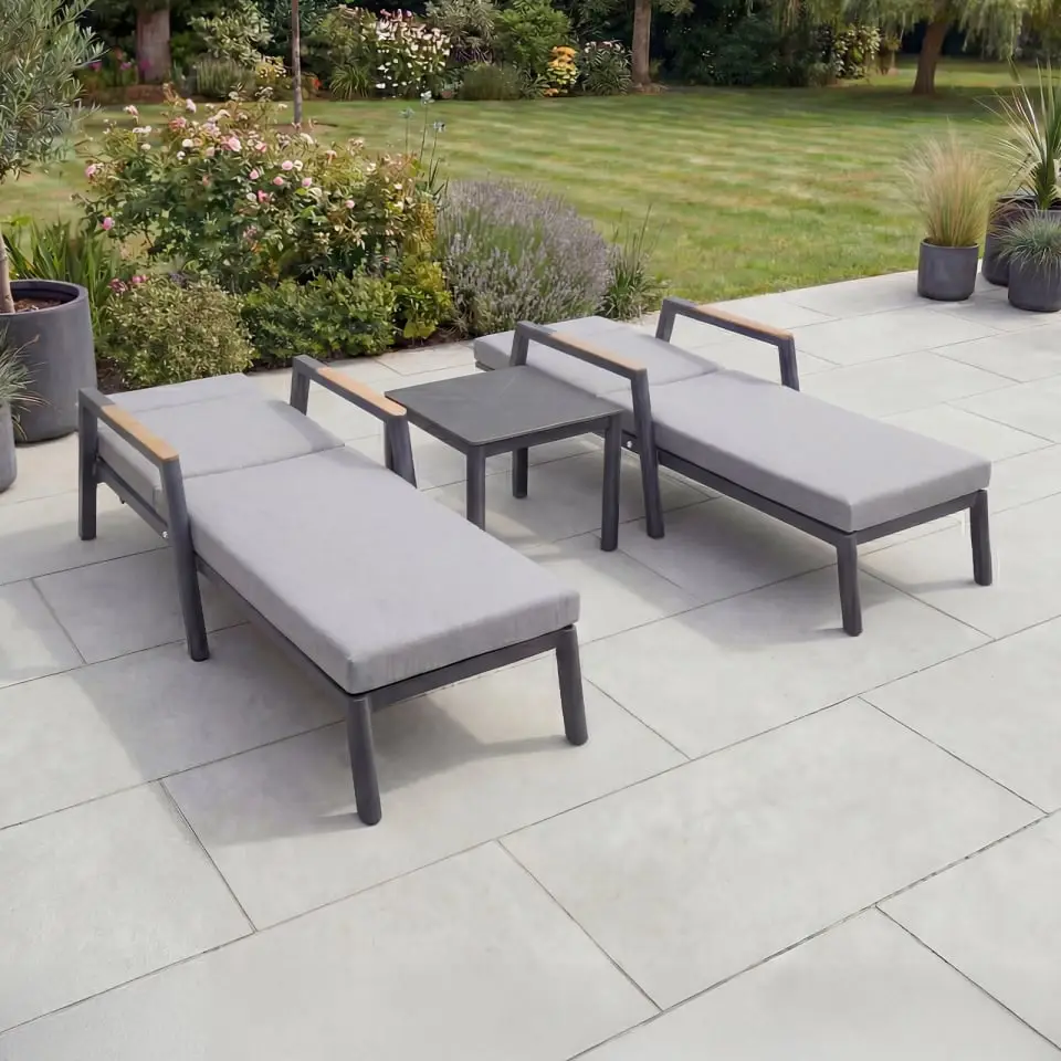 Isaac Aluminium Sun Lounger Set of 2 & Side Table