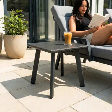 Vogue Aluminium Sun Lounger Set of 2 & Side Table