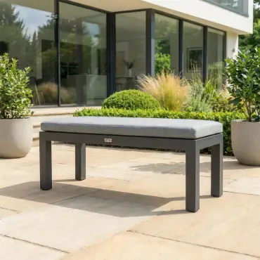 Vogue Corner Aluminium Dining Set Armchair & Bench - Adjustable Rising Extending Table