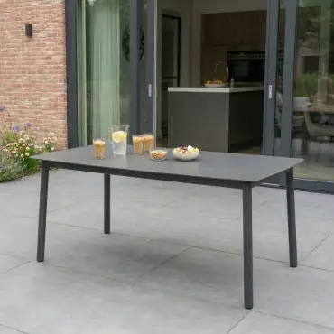 Monti 6 Seat Aluminium Wood Dining Set - Rectangular Table