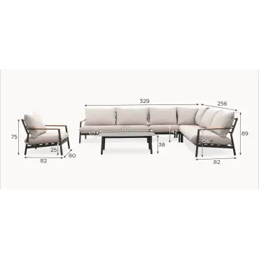 Monti Aluminium Grande Corner Sofa Lounging Set