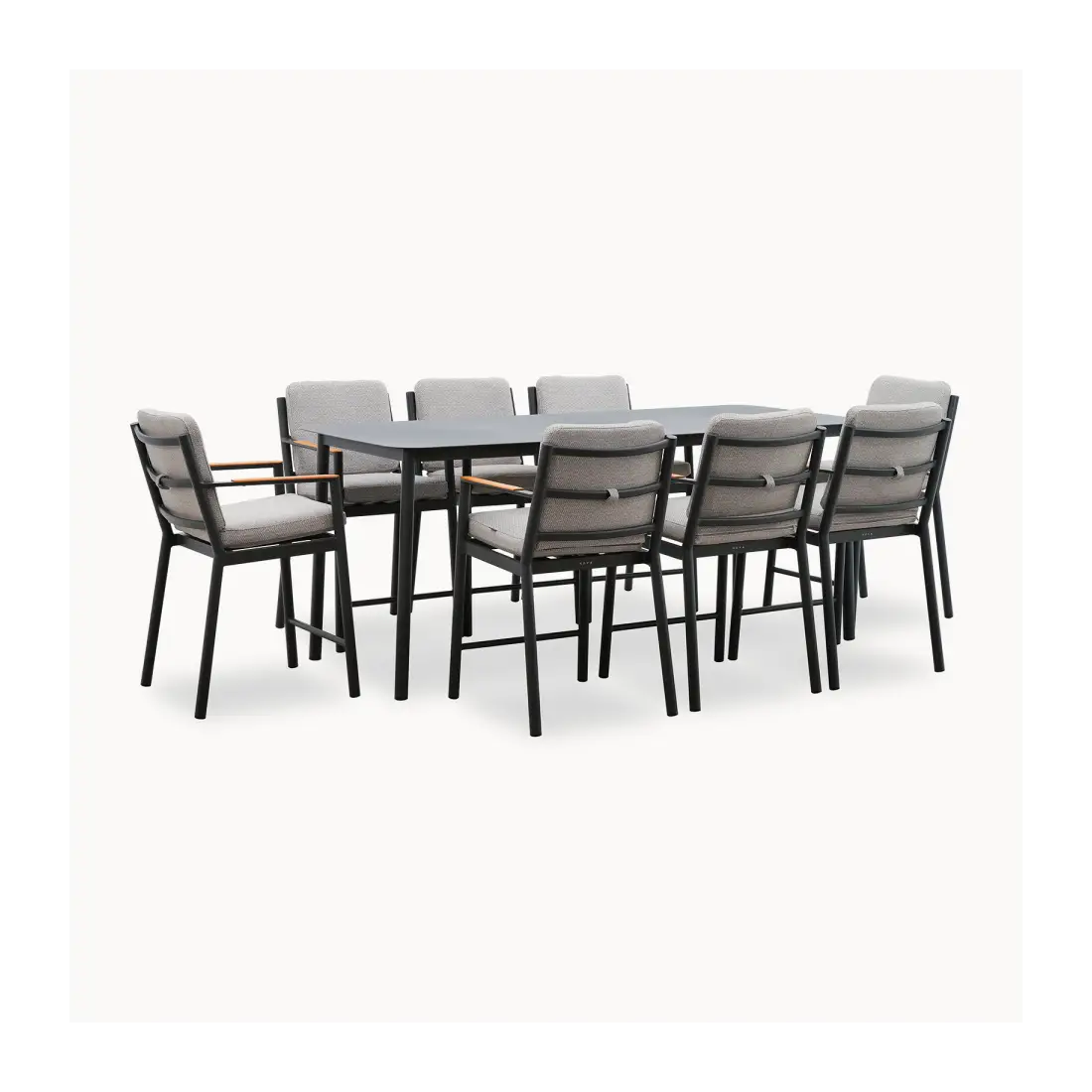 Monti 8 Seat Aluminium Wood High Dining Set - Rectangular Table